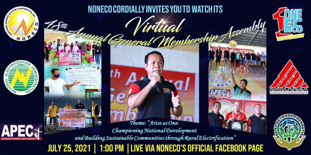 NONECO goes VIRTUAL AGMA Live Stream via NONECO FACEBOOK Page on July 25, 2021.
