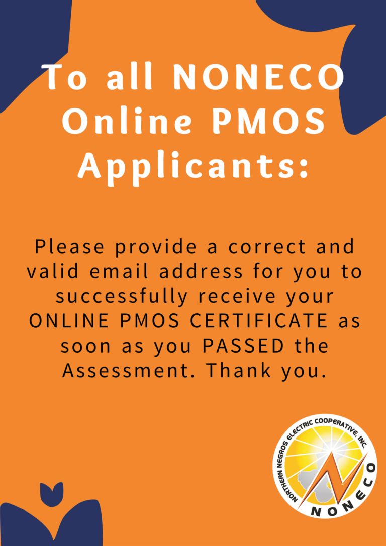 Reminders to all Applicants for NONECO Online PMOS