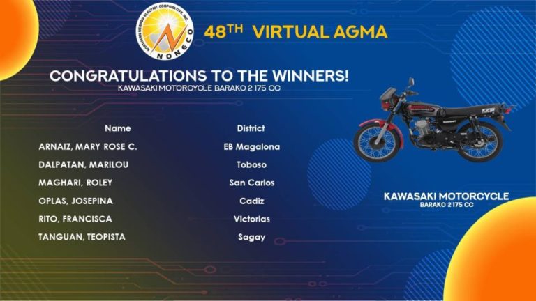 NONECO Member-Consumer-Owner Virtual AGMA Raffle Winners