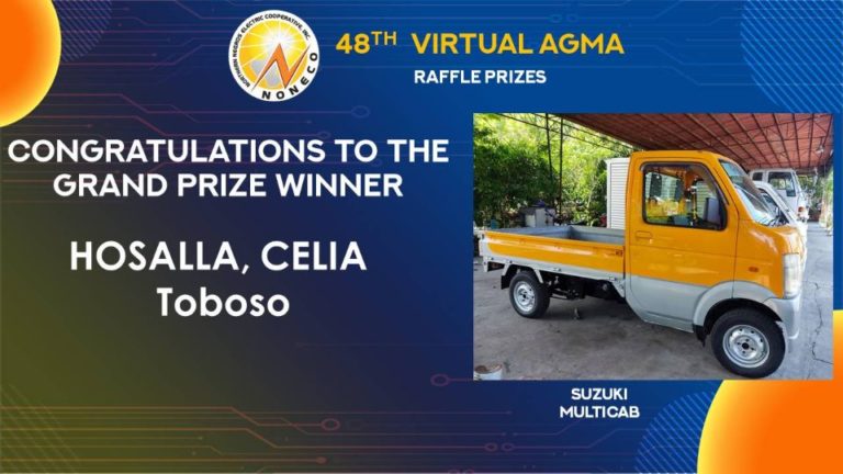 NONECO Member-Consumer-Owner Virtual AGMA Raffle Winners