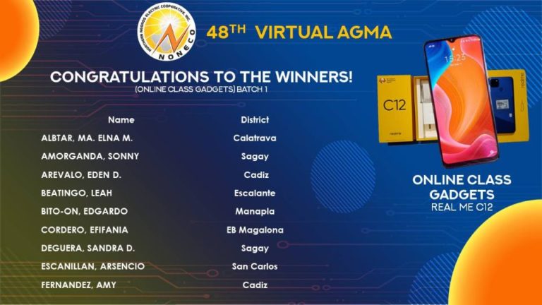 NONECO Member-Consumer-Owner Virtual AGMA Raffle Winners