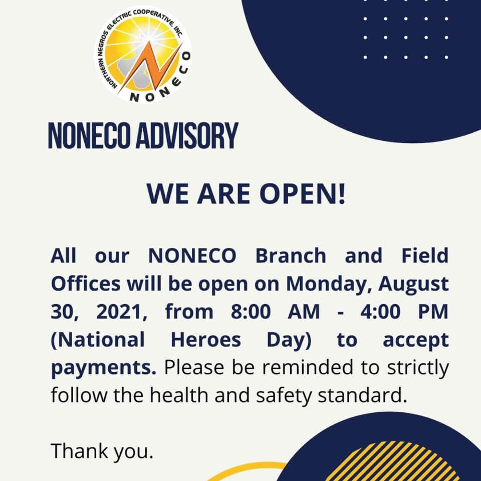 NONECO ADVISORY - OPEN on August 30