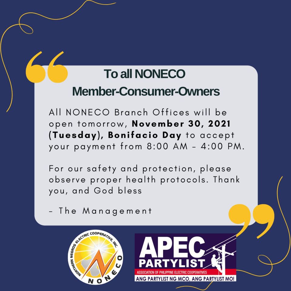 NONECO ADVISORY - OPEN on November 30