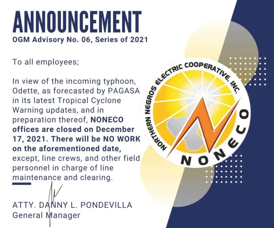 Announcement: NONECO OGM Advisory No. 6, Series of 2021