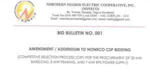 NONECO Publication: SUPPLEMENTAL BID BULLETIN NO. 1