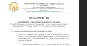 SUPPLEMENTAL BID BULLETIN NO. 3