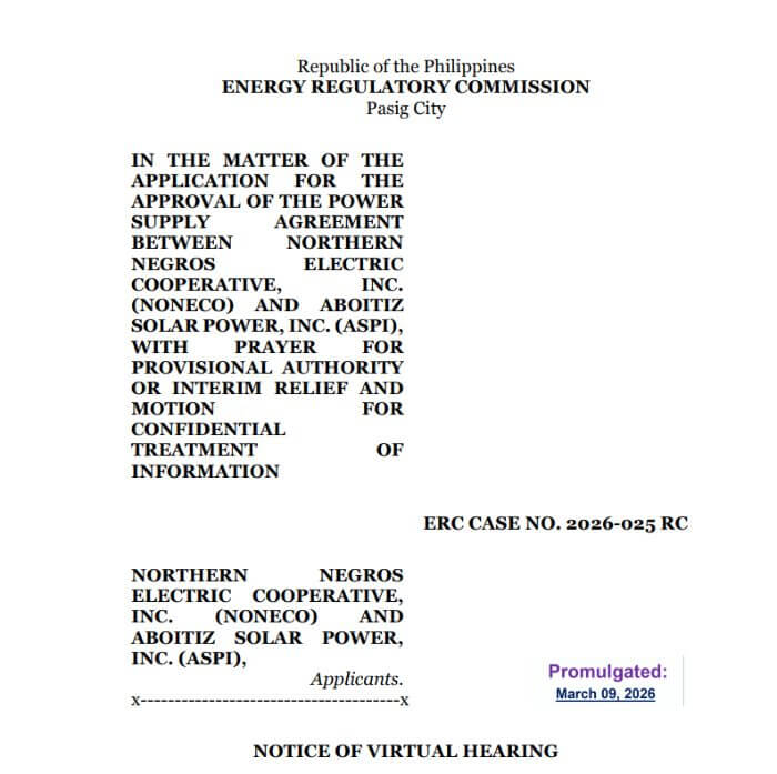 ERC Case 2026-025 RC Notice