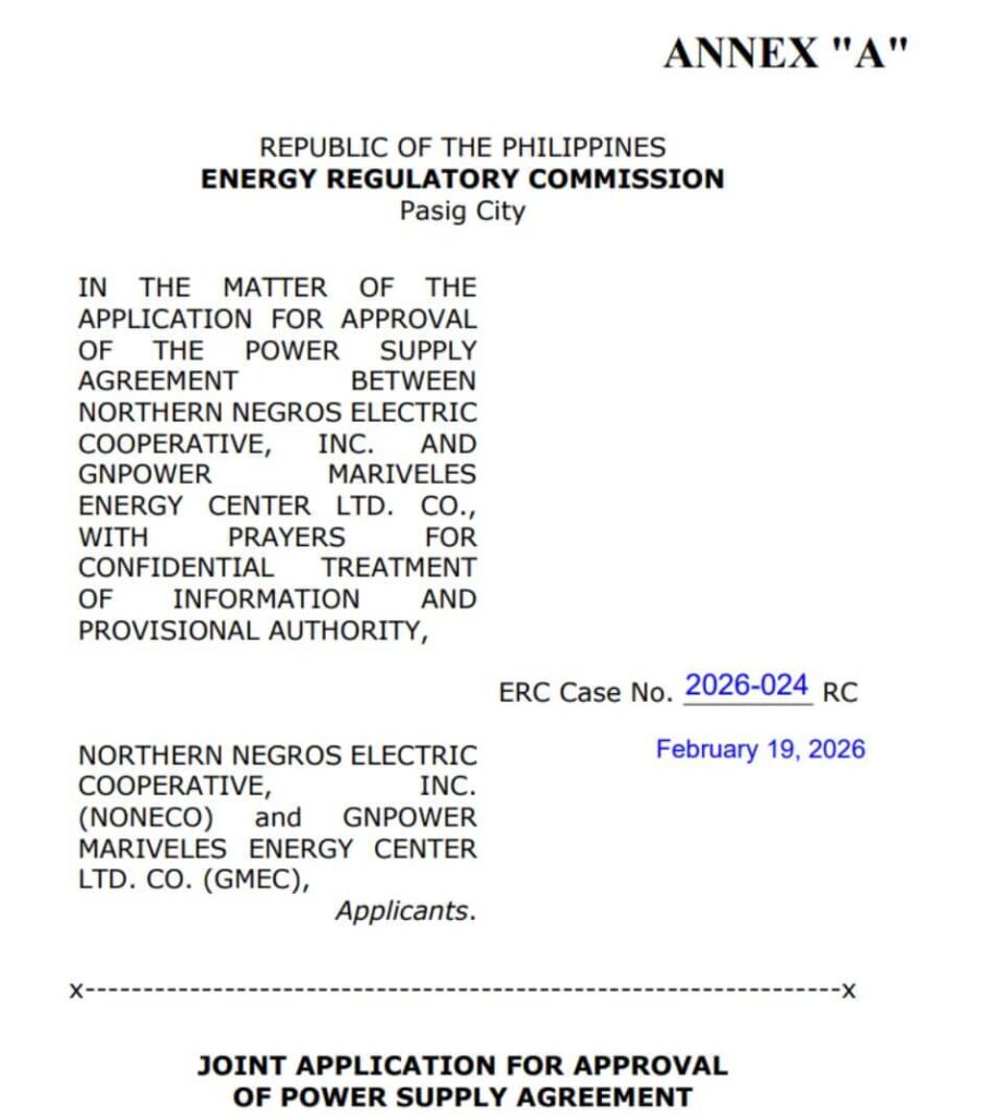 ERC CASE NO. 2026-024 RC: ANNEX A