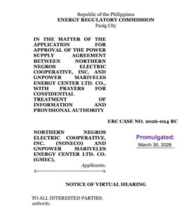 ERC CASE NO. 2026-024 RC: NOTICE OF VIRTUAL HEARING