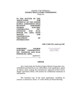 ERC Case No. 2026-057 RC: ORDER