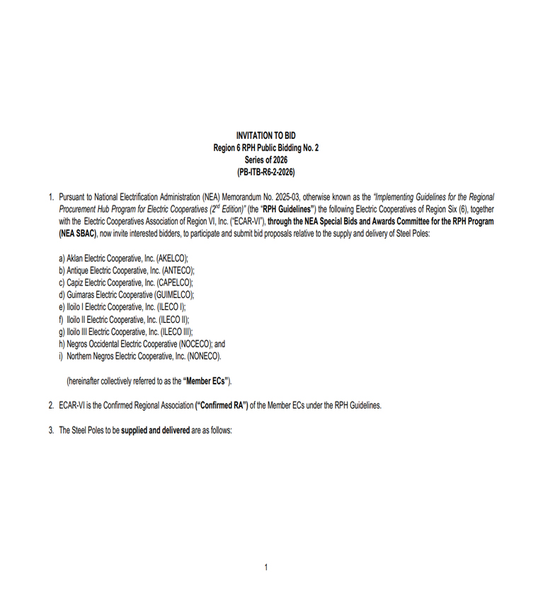 NEA RPH – Region 6 Steel Poles