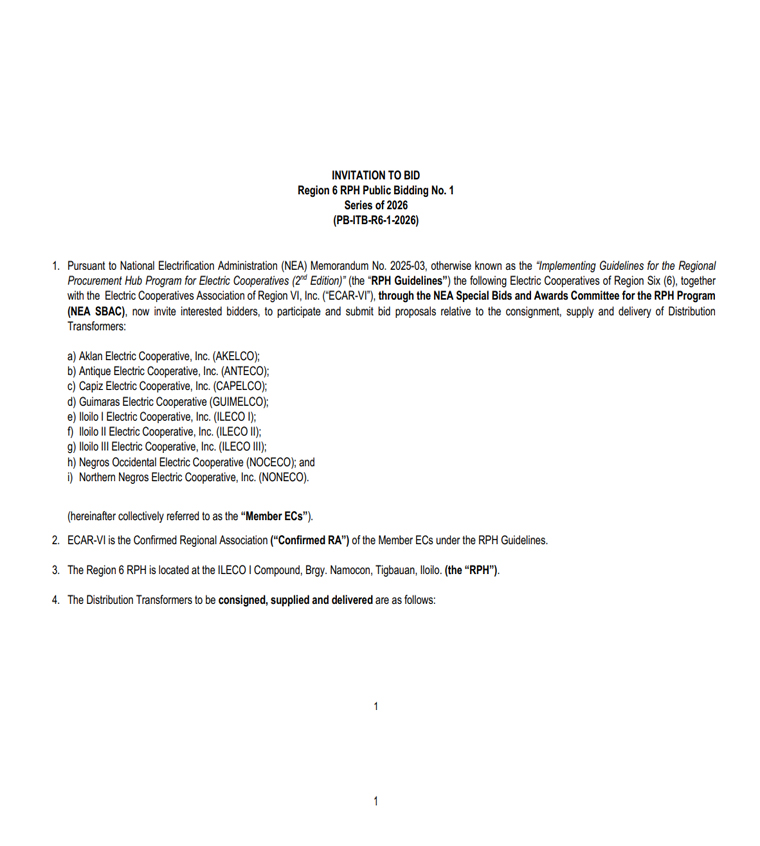 NEA RPH – Region 6 Conductors