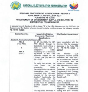 RPH SBB No. 1 - Region 6 Distribution Transformers (PB-ITB-R6-1_2026